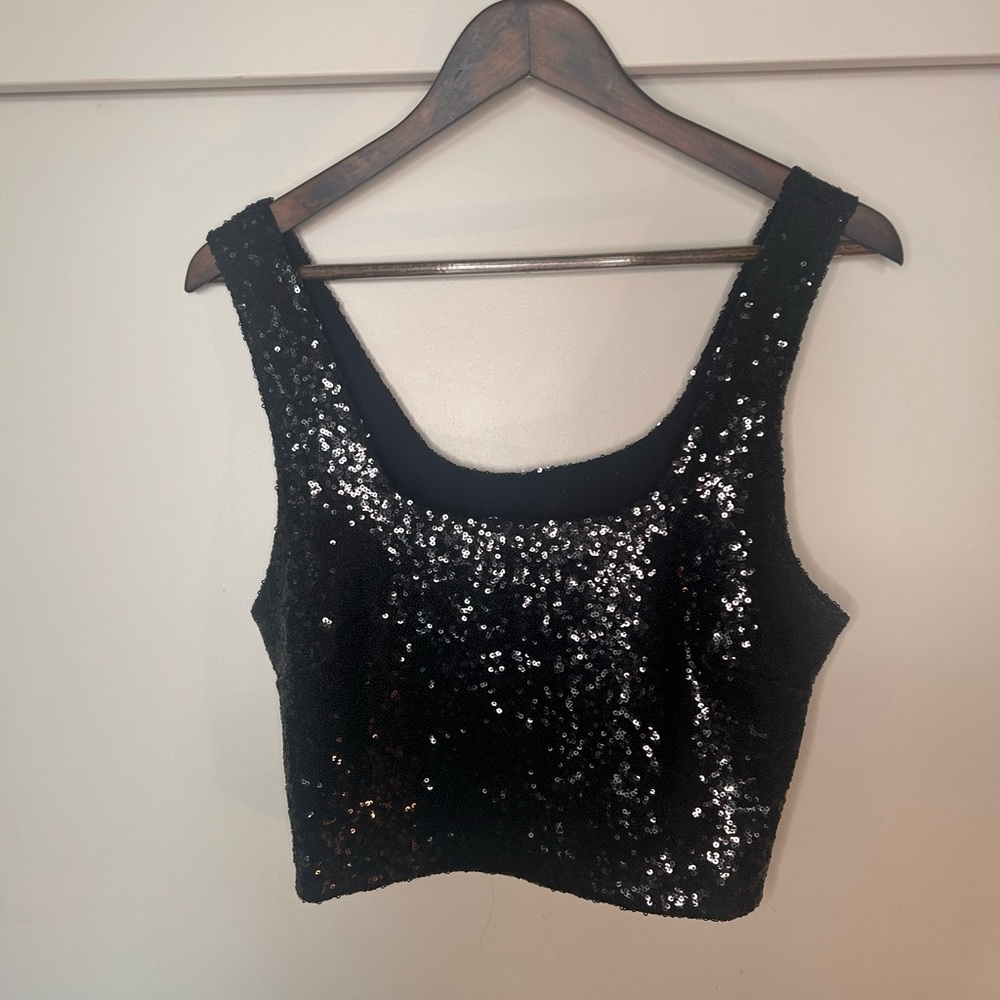 Black sequin crop top, Commando brand, size large